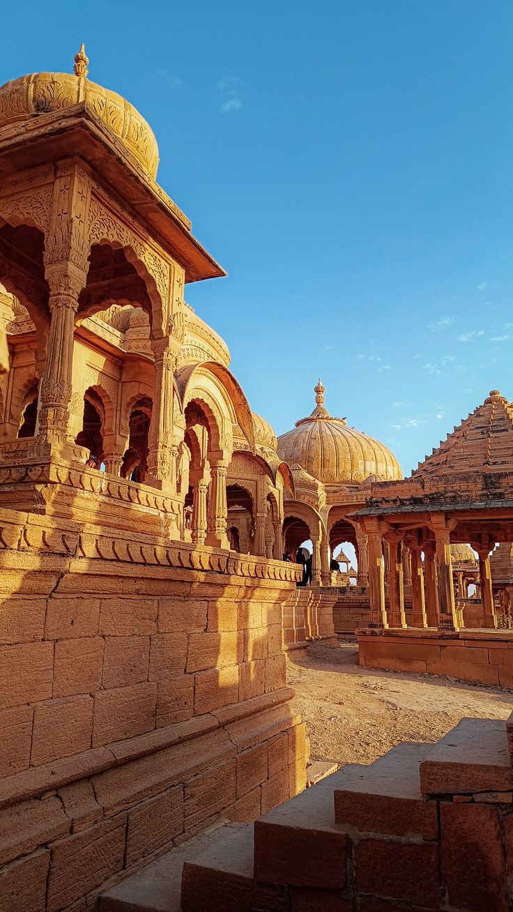 Weathered sandstone cenotaphs at Bada Bagh